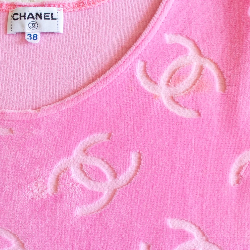 Iconic Chanel Spring 1996 Pink Velour Tunic Dress - Picture 7 of 12